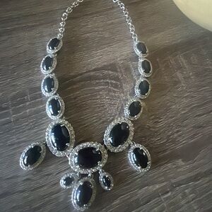 Ann Taylor Elegant Black and Silver Necklace